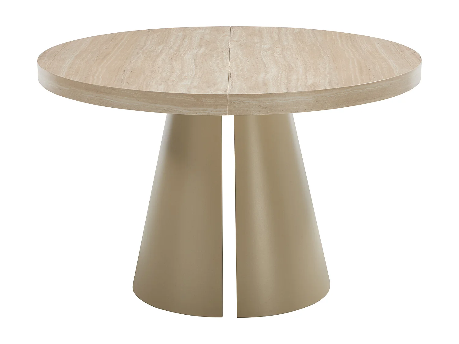 Table à manger extensible 4 à 12 personnes en MDF et métal beige - Effet travertin beige - JARELIA