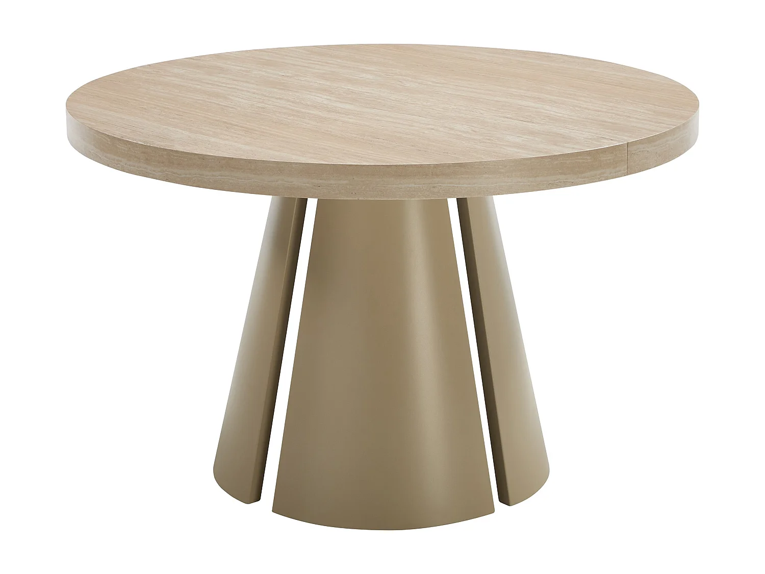 Table à manger extensible 4 à 12 personnes en MDF et métal beige - Effet travertin beige - JARELIA