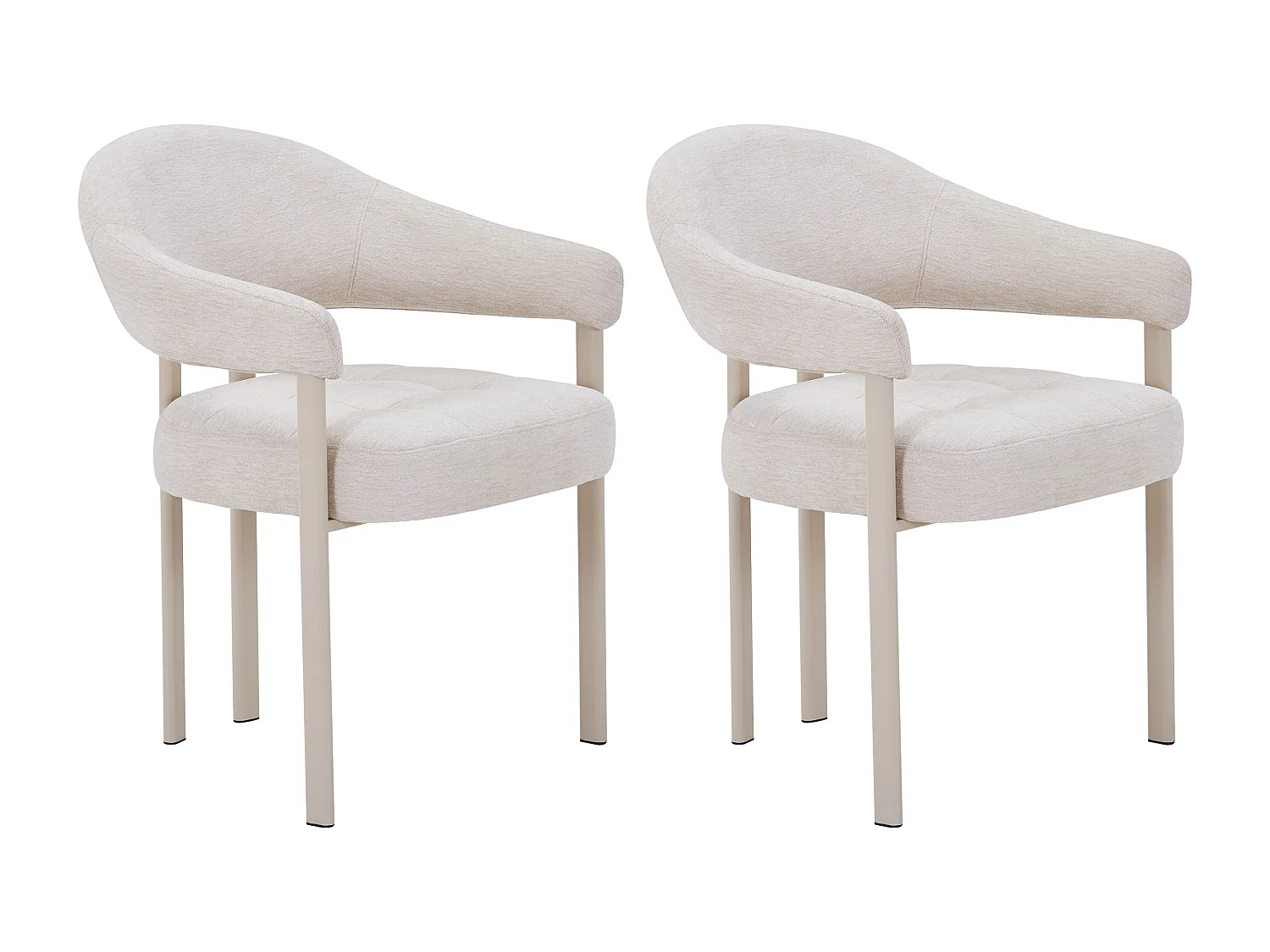Lot de 2 chaises en tissu texturé et métal - Beige - ALORINA