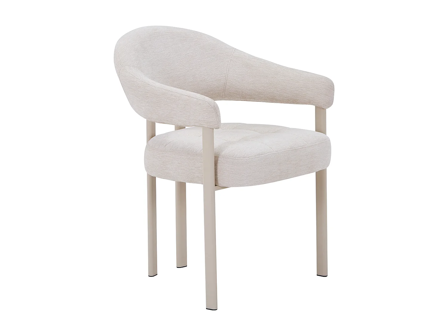 Lot de 2 chaises en tissu texturé et métal - Beige - ALORINA