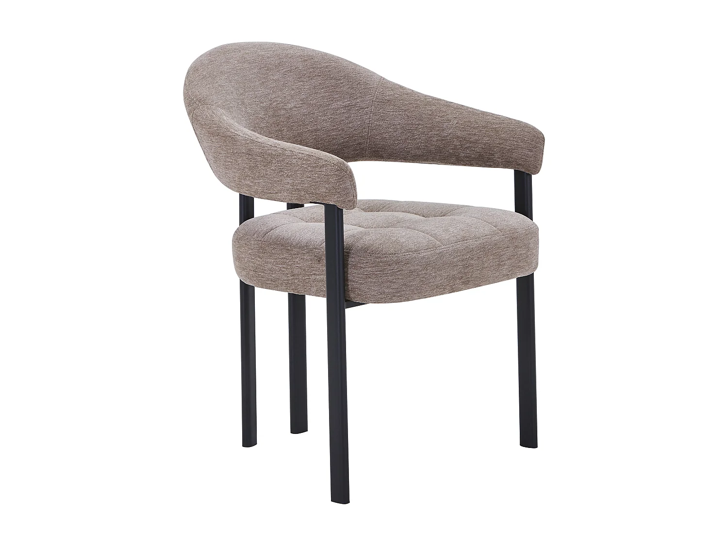 Lot de 2 chaises en tissu texturé et métal noir - Taupe - ALORINA
