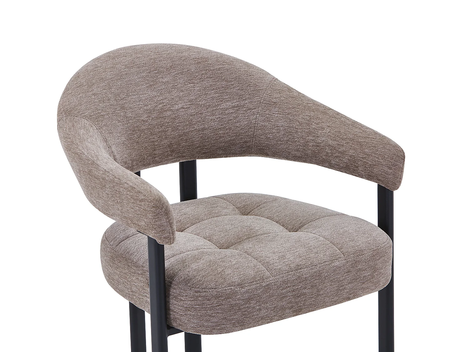 Lot de 2 chaises en tissu texturé et métal noir - Taupe - ALORINA