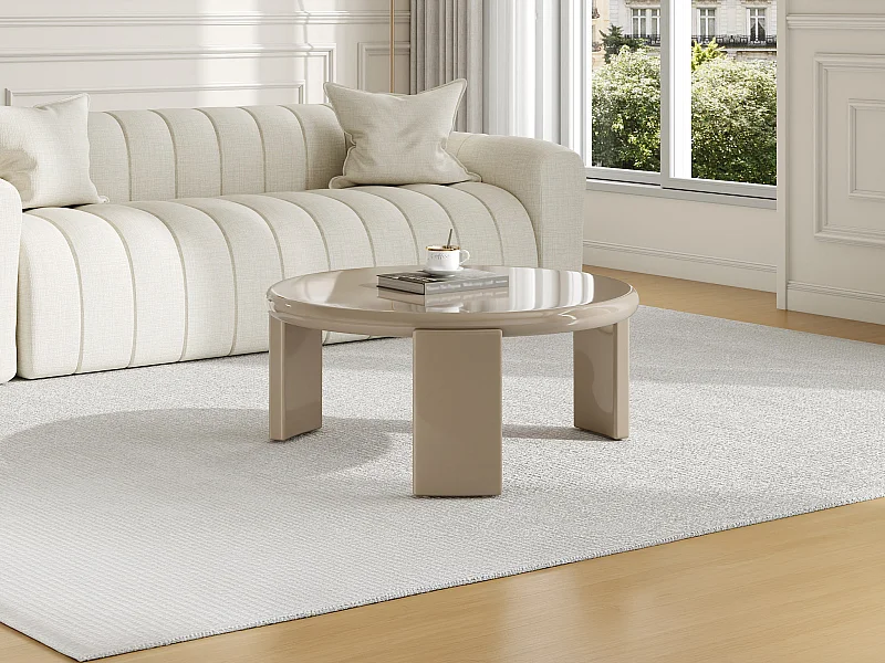 Table basse en MDF - Beige brillant - ZYRENIA