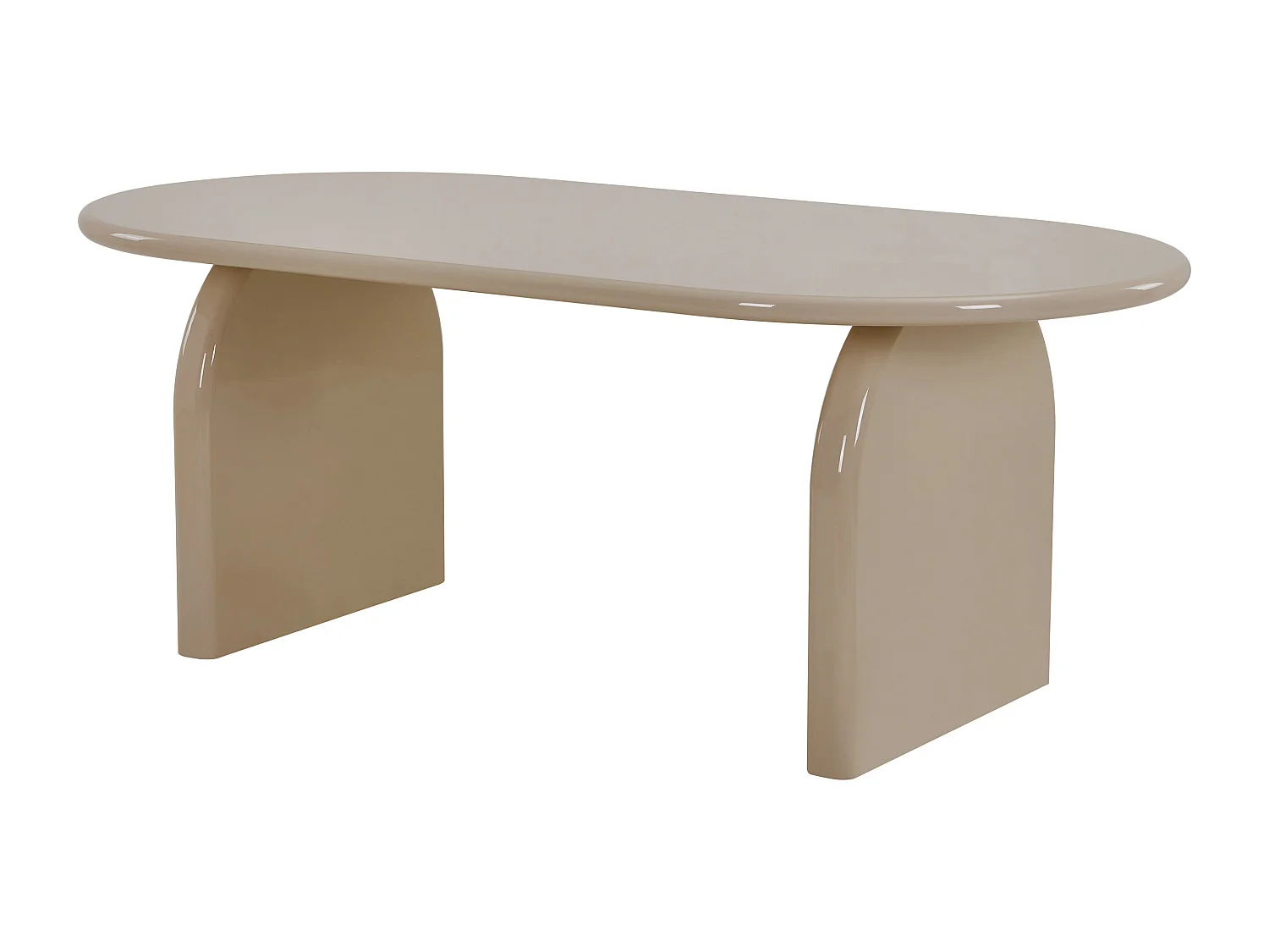 Table à manger 8 personnes en MDF - Beige brillant - FELYRIA