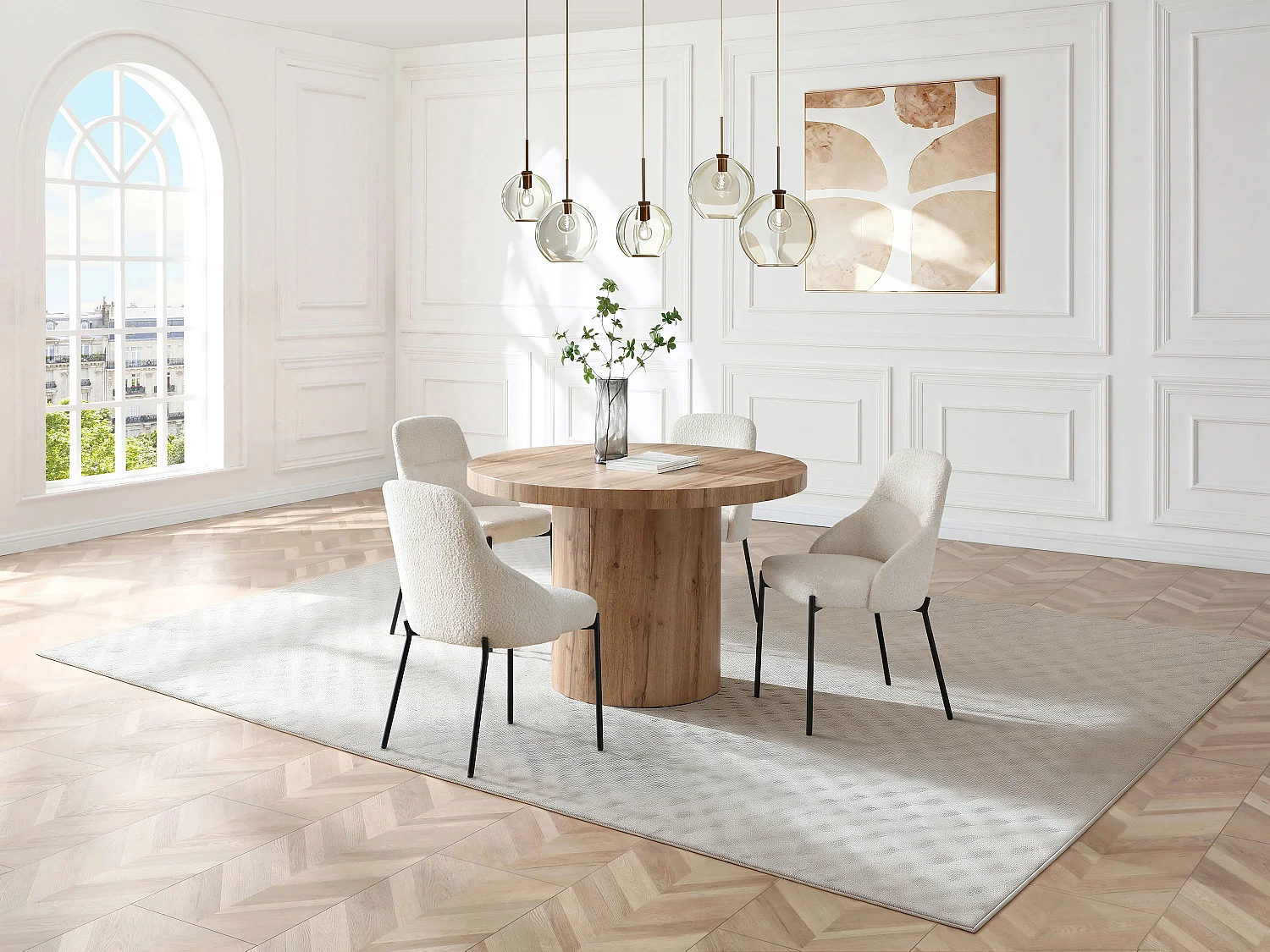 Table à manger extensible 4 à 12 personnes en MDF - Naturel clair - SIDRINA