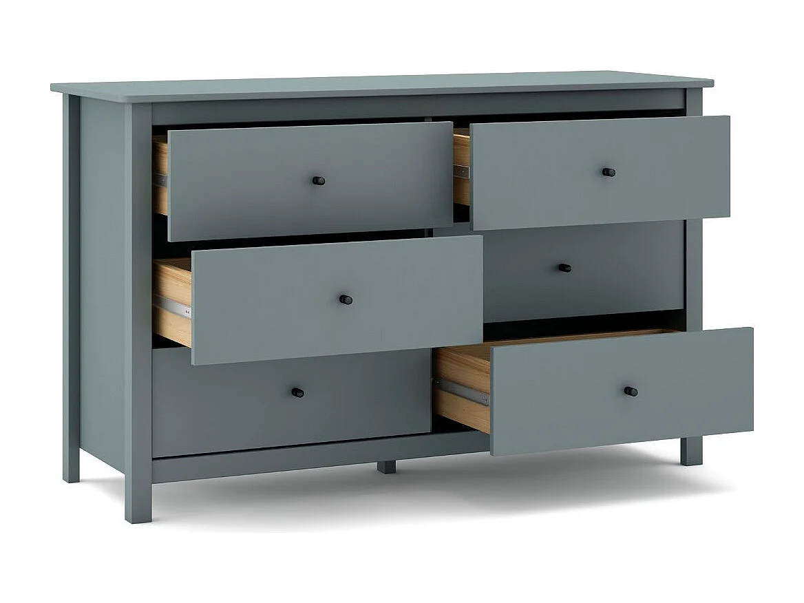 Commode 6 tiroirs en pin massif laqué vert céladon - MYSIA
