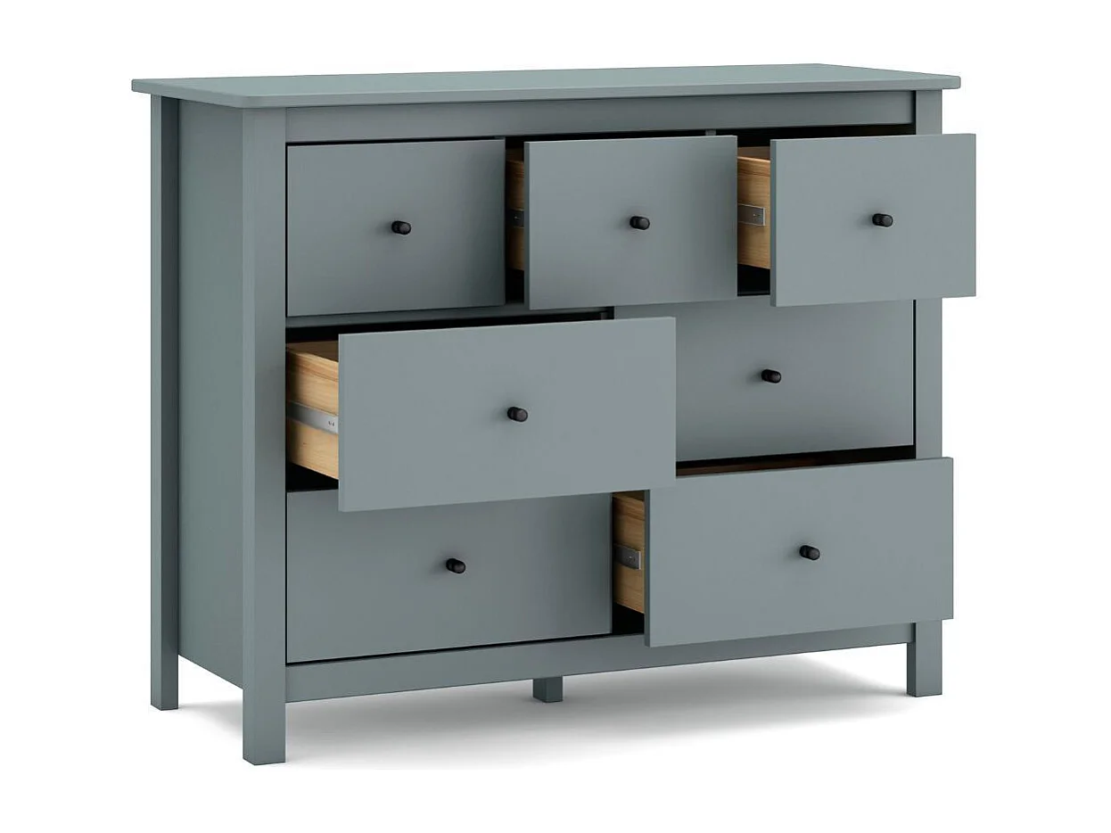 Commode 7 tiroirs en pin massif laqué vert céladon - MYSIA