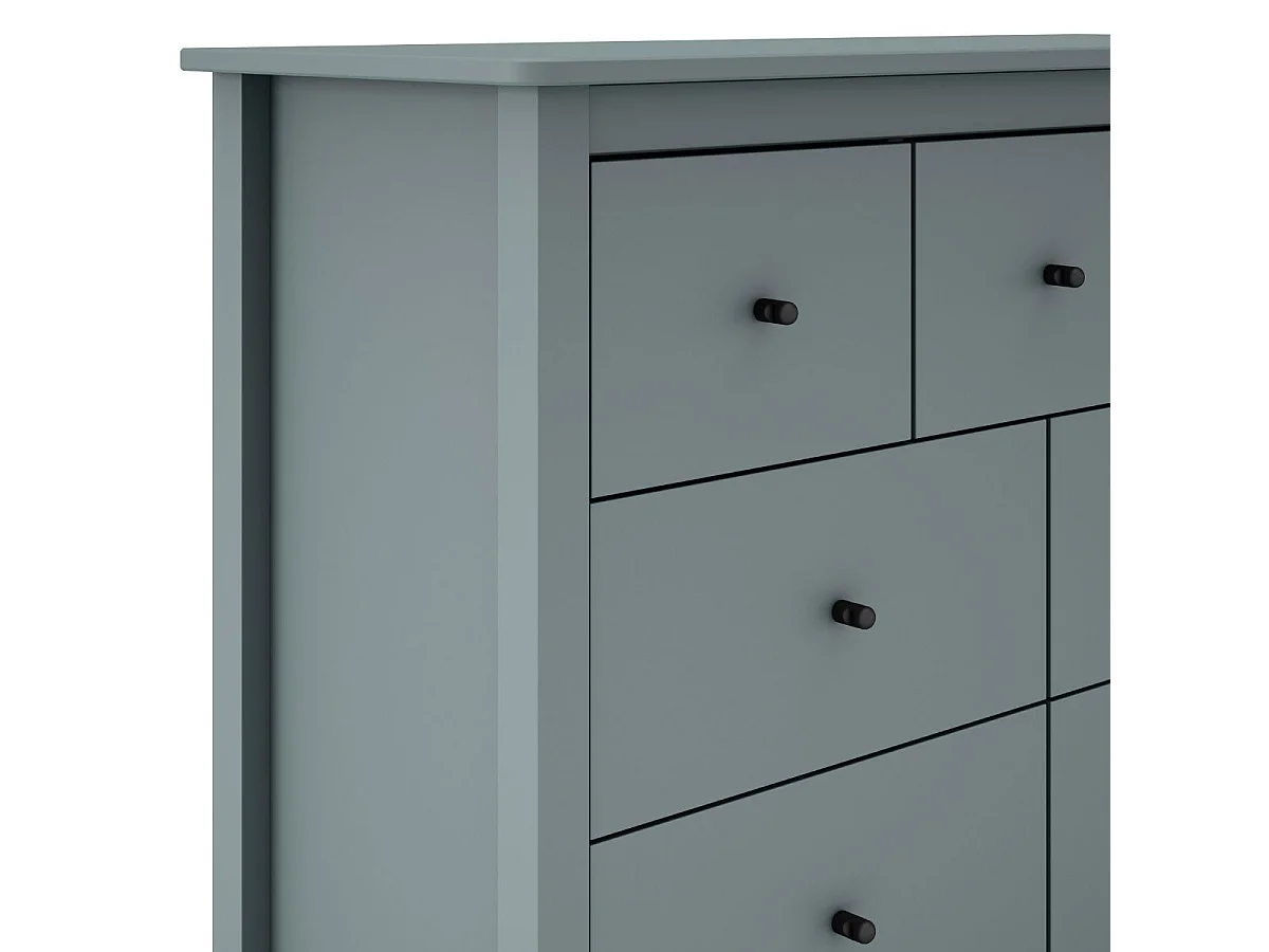 Commode 7 tiroirs en pin massif laqué vert céladon - MYSIA