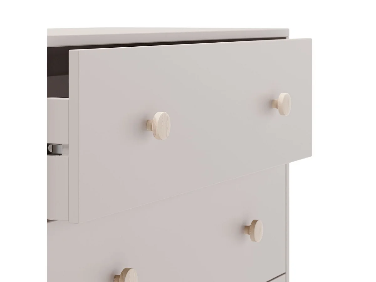 Commode 3 tiroirs en MDF et pin massif laqué crème pieds en pin naturel - ENORA