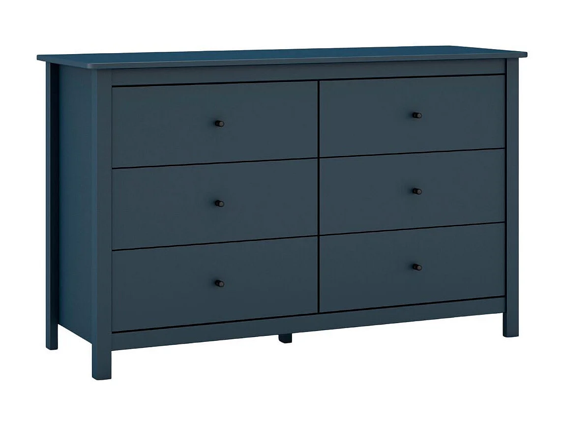 Commode 6 tiroirs en pin massif laqué bleu marine - MYSIA
