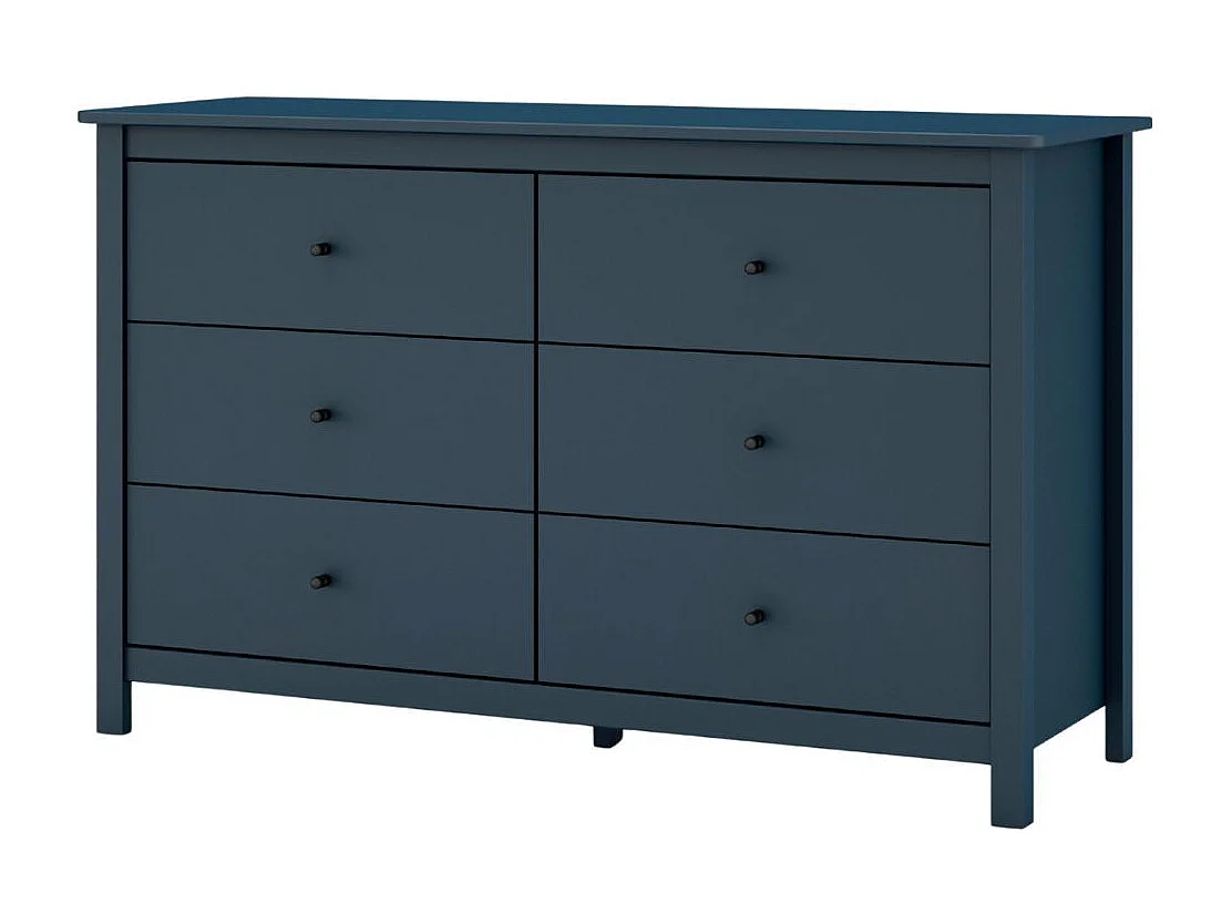 Commode 6 tiroirs en pin massif laqué bleu marine - MYSIA