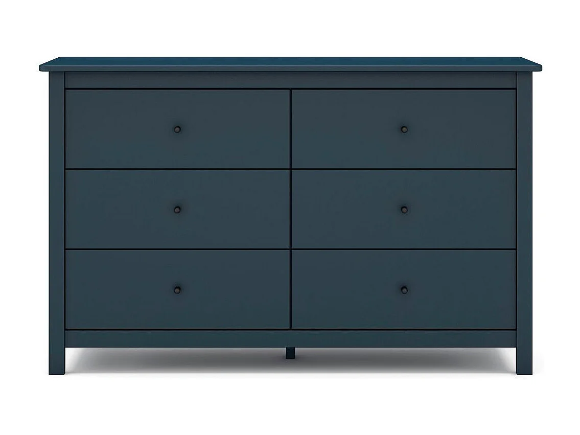 Commode 6 tiroirs en pin massif laqué bleu marine - MYSIA