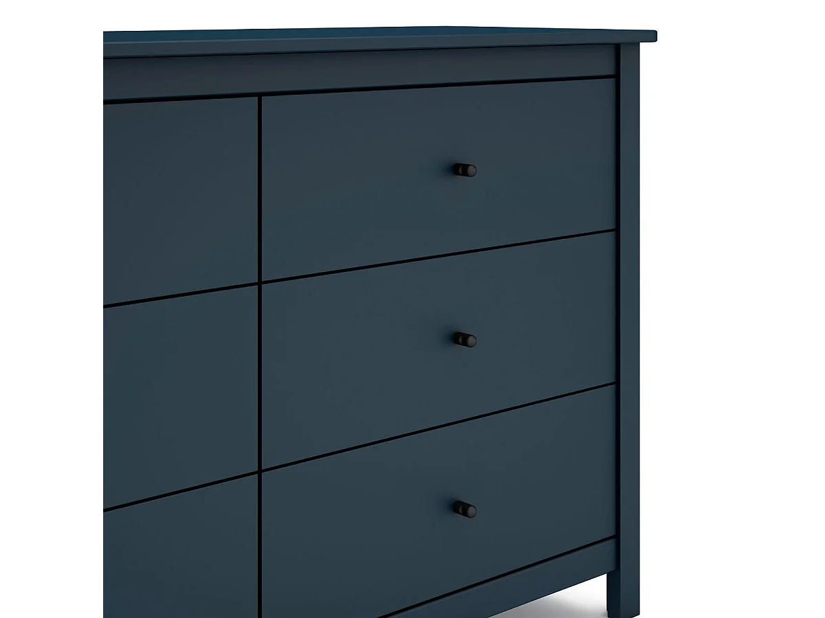 Commode 6 tiroirs en pin massif laqué bleu marine - MYSIA