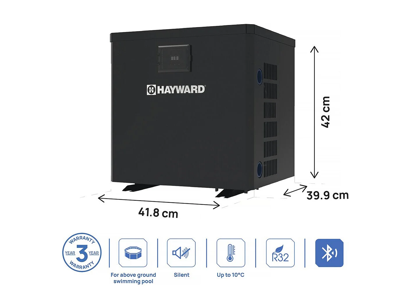 Pompe à chaleur pour piscine 3.5 kw/h - Hayward - "Micro" - Noir