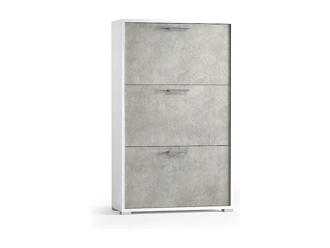 Meuble À Chaussures Design Blanc Peu Encombrant Avec Portes En Béton