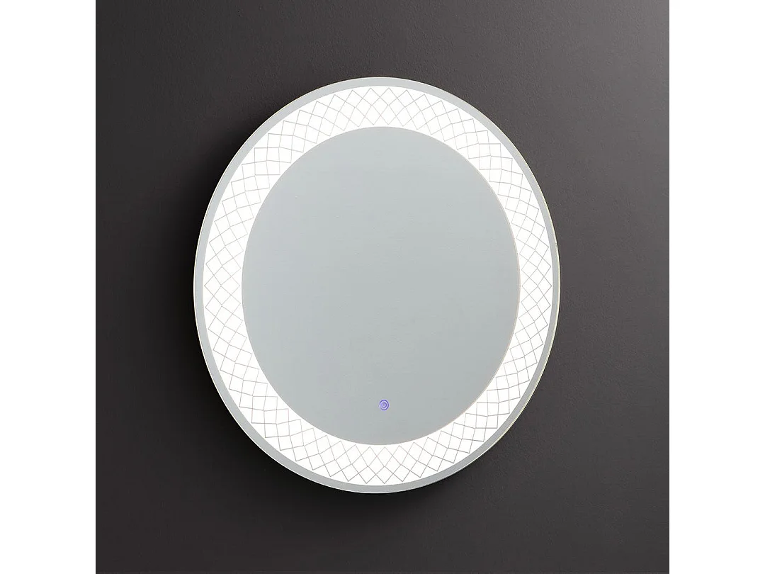 Miroir Rond Avec Décoration Illuminée Par Led 70Cm