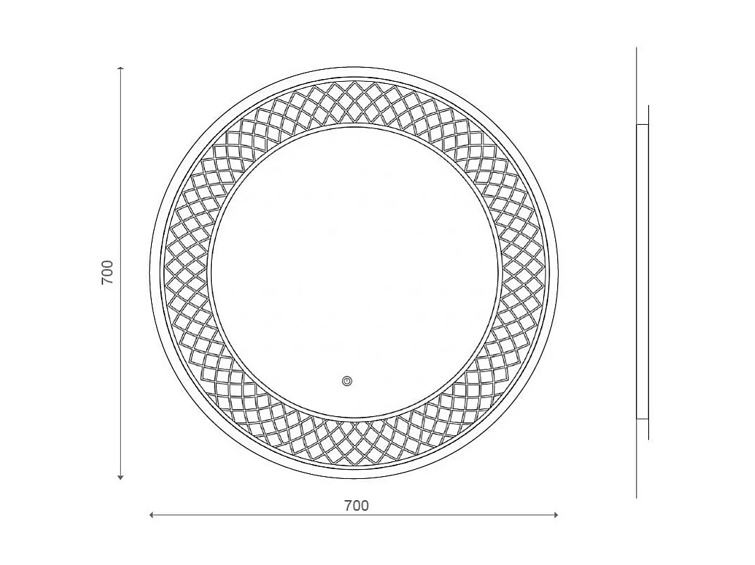 Miroir Rond Avec Décoration Illuminée Par Led 70Cm