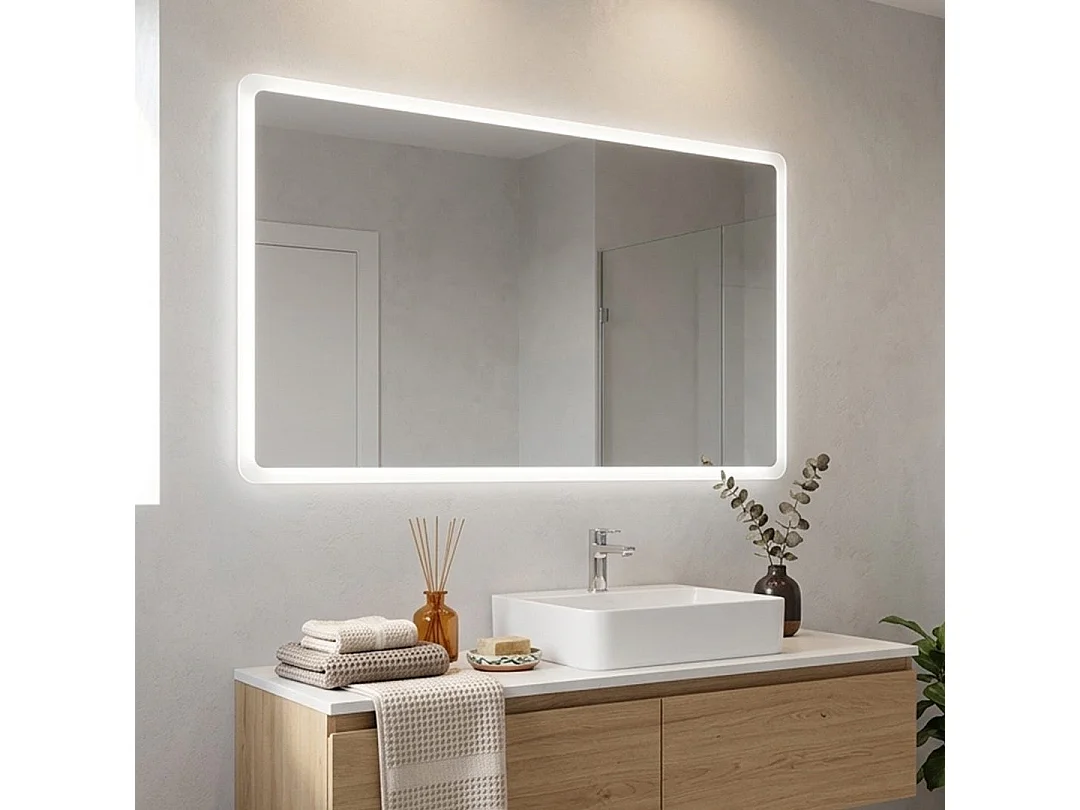 Miroir De Salle De Bain Éclairé Avec Led Angles Arrondis 60 X 120 Cm | Dallas