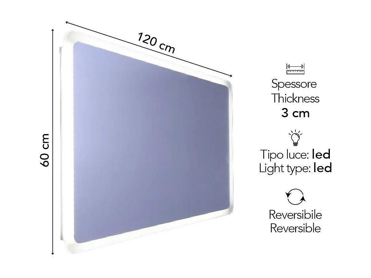 Miroir De Salle De Bain Éclairé Avec Led Angles Arrondis 60 X 120 Cm | Dallas
