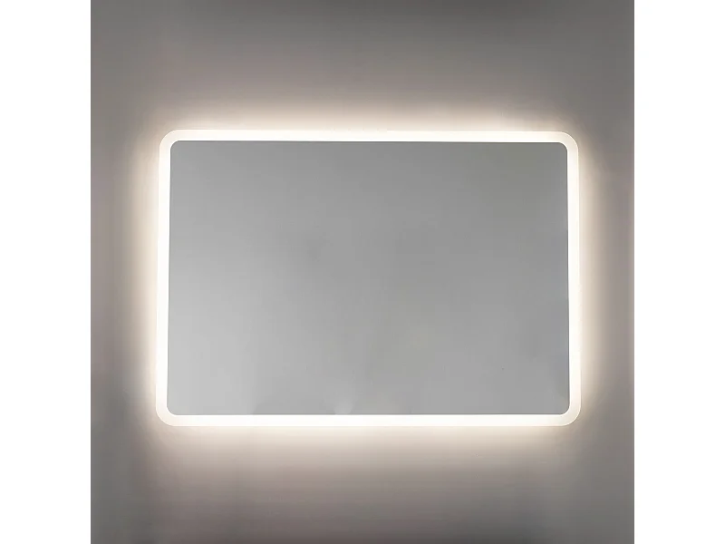 Miroir Avec Bords Sablés Et Éclairage A Led Intégré 100X70 Cm