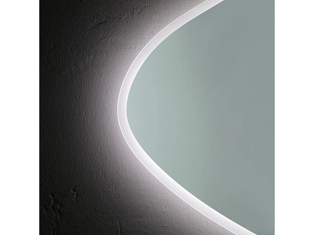 Miroir Réversible Forme De Goutte 100X75 Cm Éclairage Indirect À Led Réversible