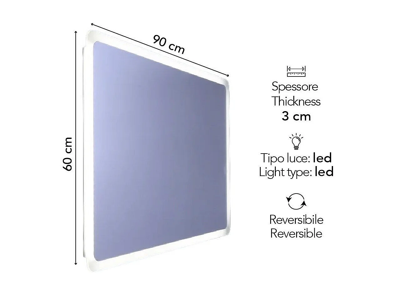 Miroir Rétroéclairé 60 X 90 Cm Angles Arrondis | Dallas