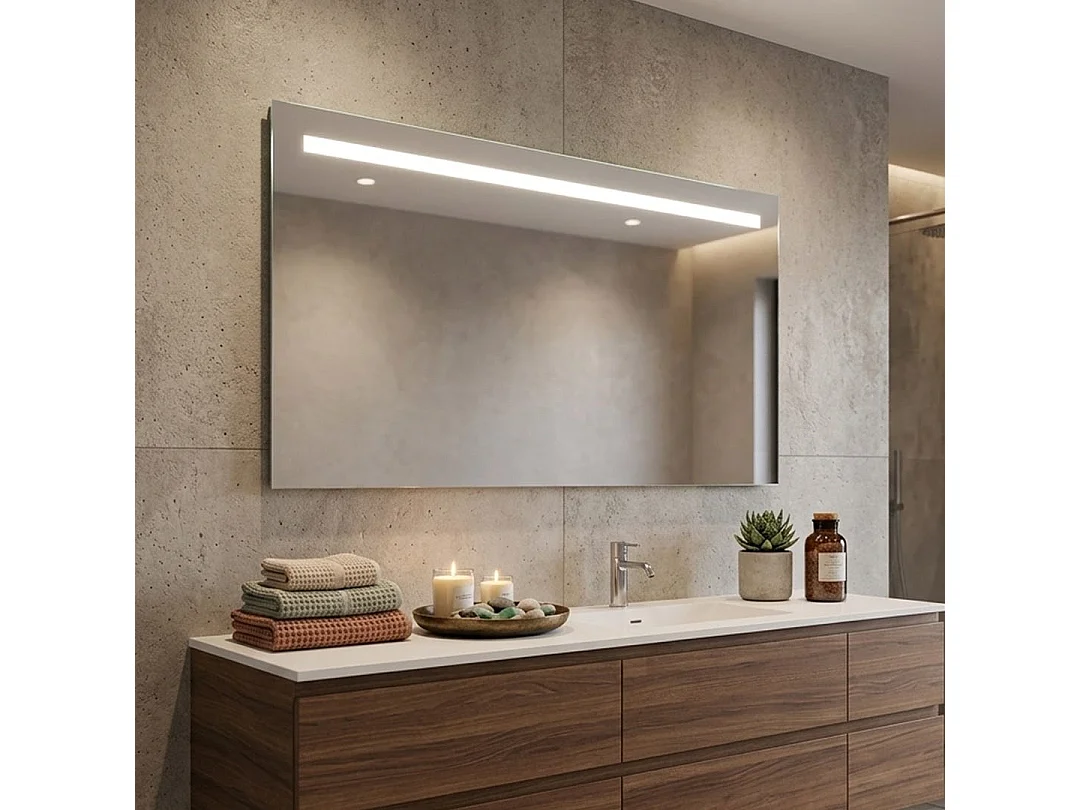 Miroir Avec Bande Led Supérieure Rétroéclairé 120X70 Cm