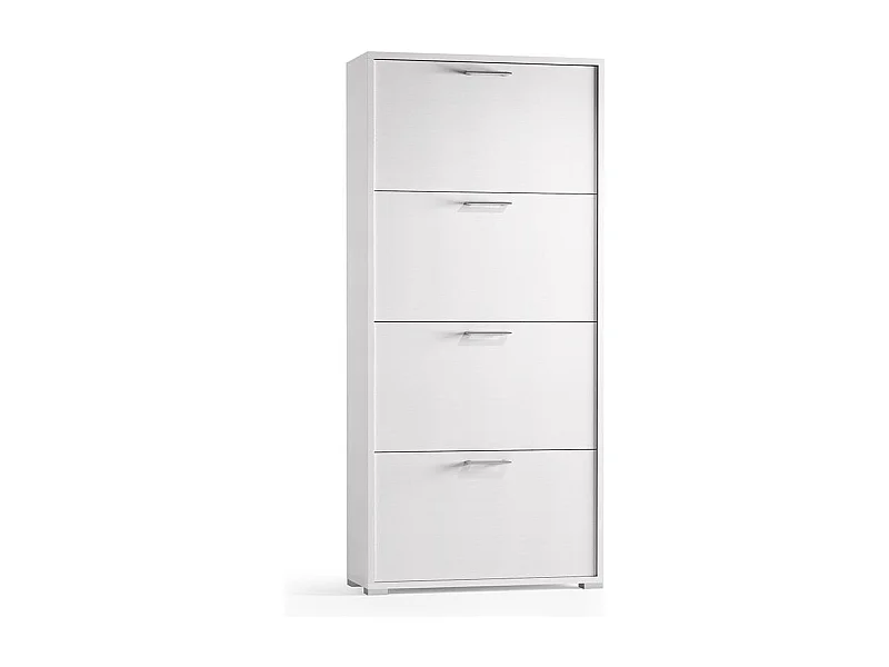 Meuble À Chaussures Blanc Avec 4 Portes À Double Profondeur