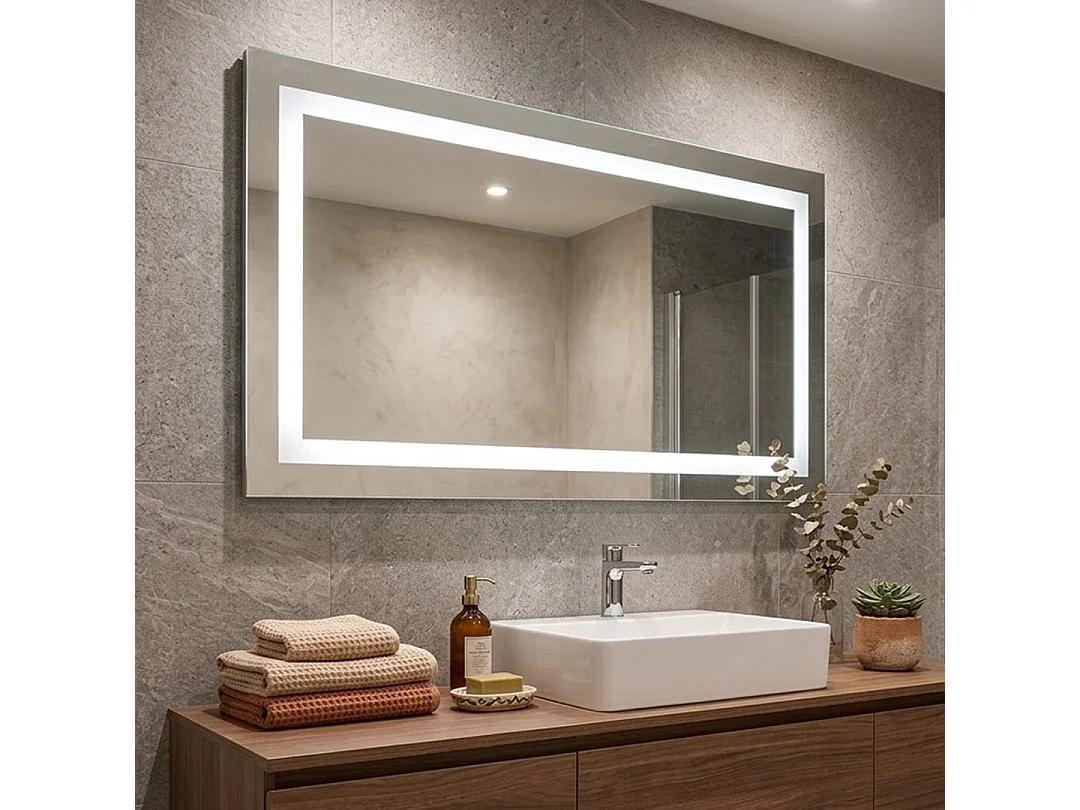 Miroir De Salle De Bain Avec Led Cm 120X70 Senseur Touch Réversible