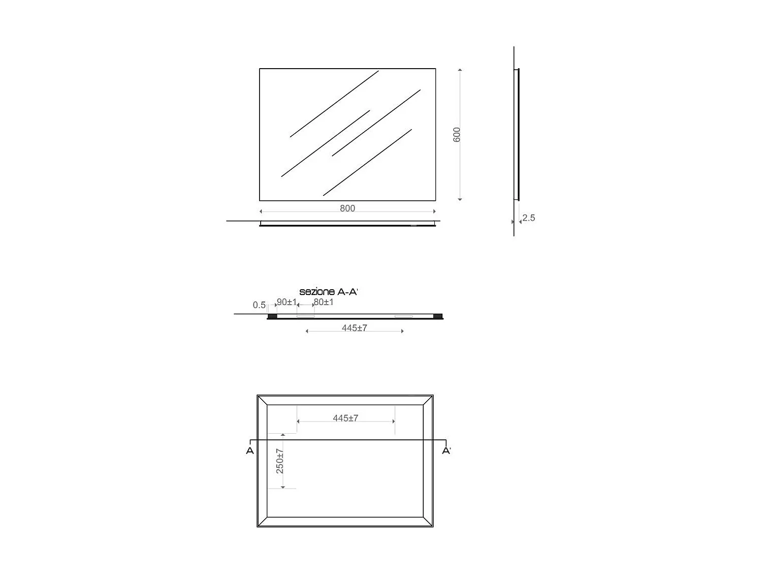 Miroir Affleurant 60X80 Installation Réversible