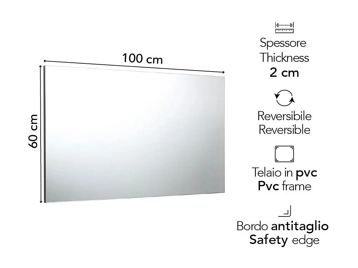 Miroir Mural 100X60 Avec Bord Poli