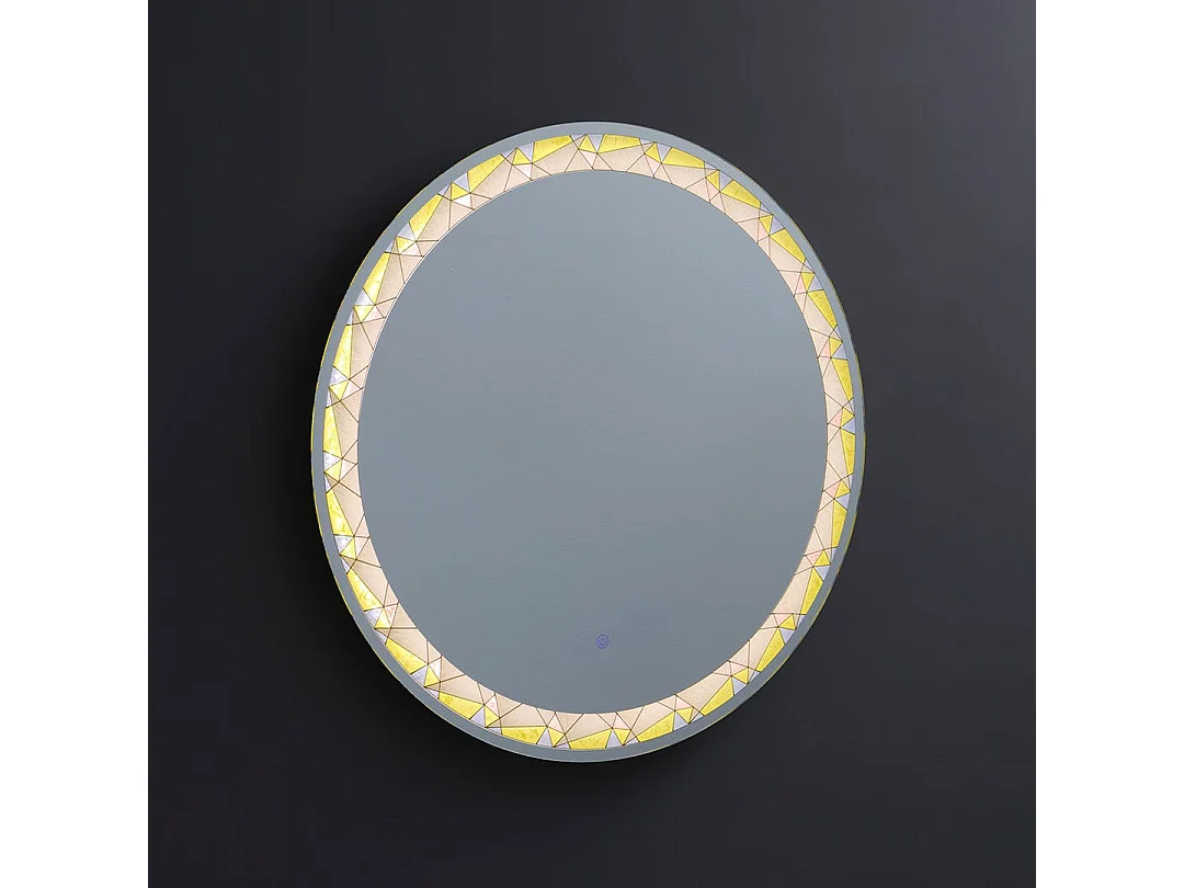 Miroir Rond Led 80Cm Bouton Tactile Coloré