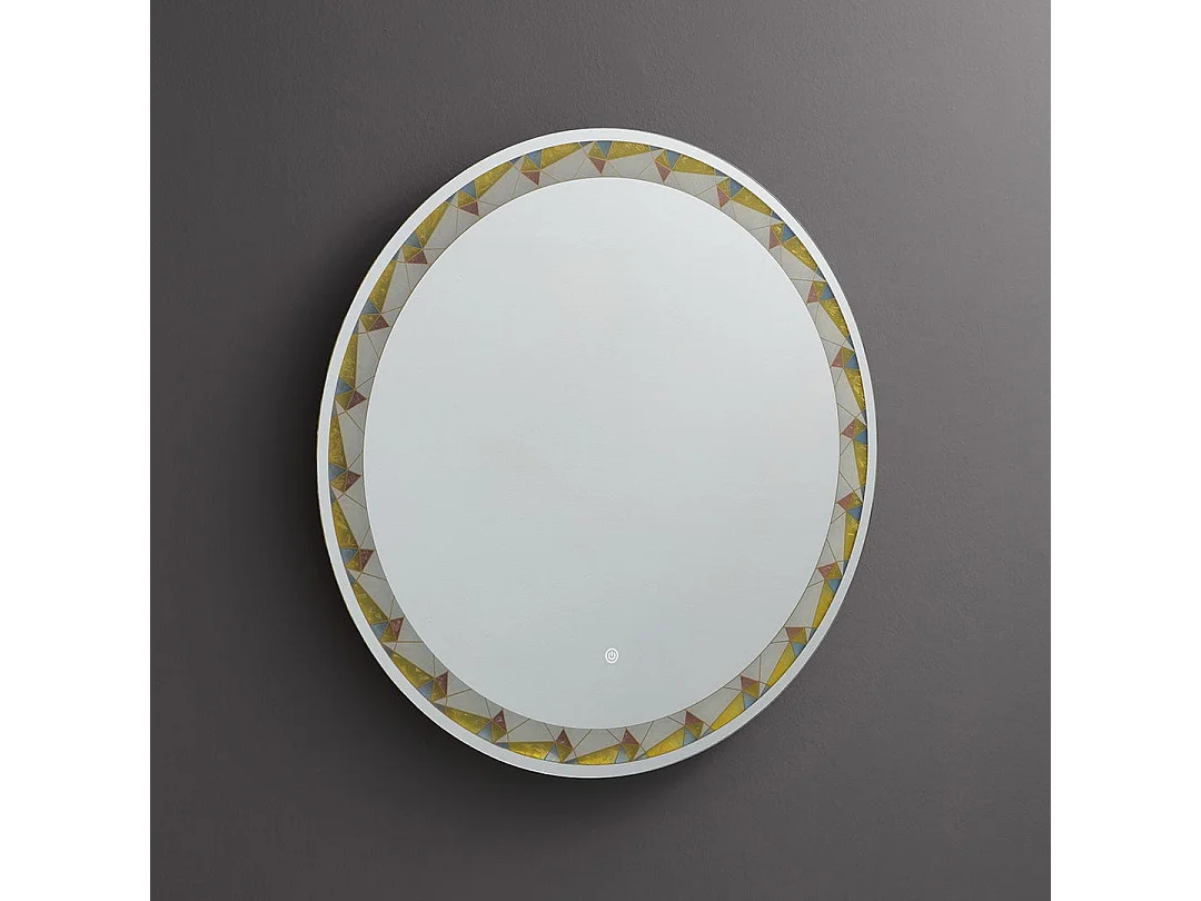Miroir Rond Led 80Cm Bouton Tactile Coloré