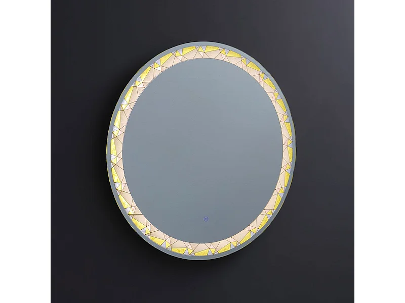 Miroir Rond Led 80Cm Bouton Tactile Coloré