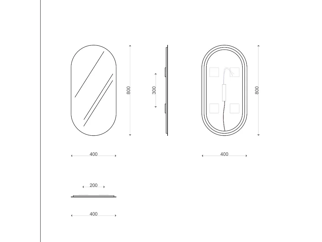 Miroir Ovale 40X80 Réversible Rétro-Éclairé