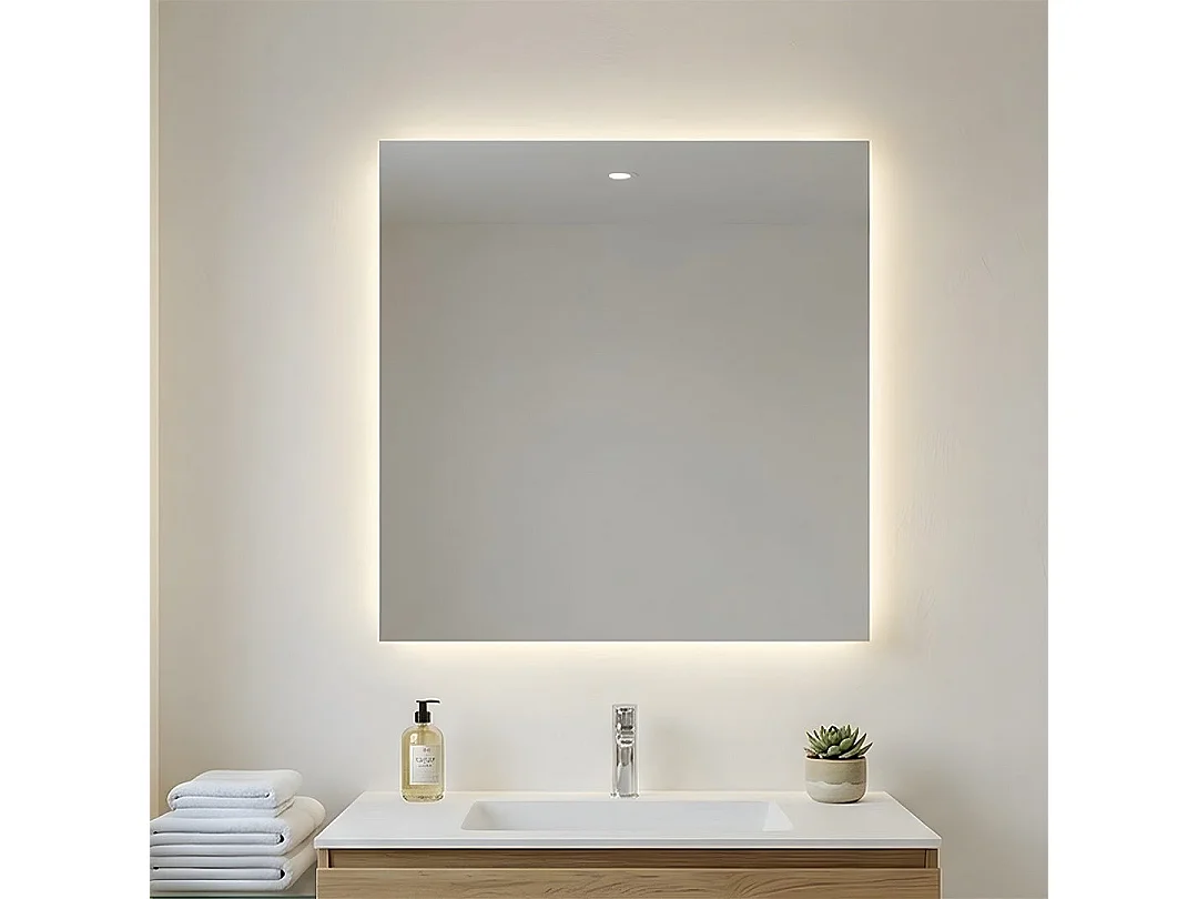 Miroir De Salle De Bain 80X70 Cm Avec Rétro-Éclairage À Leds