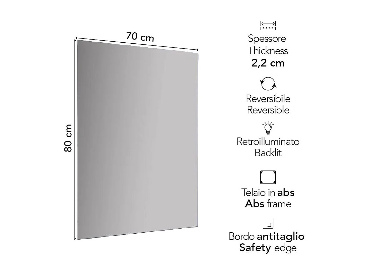 Miroir De Salle De Bain 80X70 Cm Avec Rétro-Éclairage À Leds