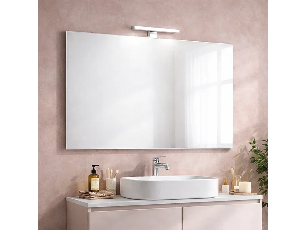Miroir De Salle De Bain 60X100 Avec Lumière Led, Bord Poli
