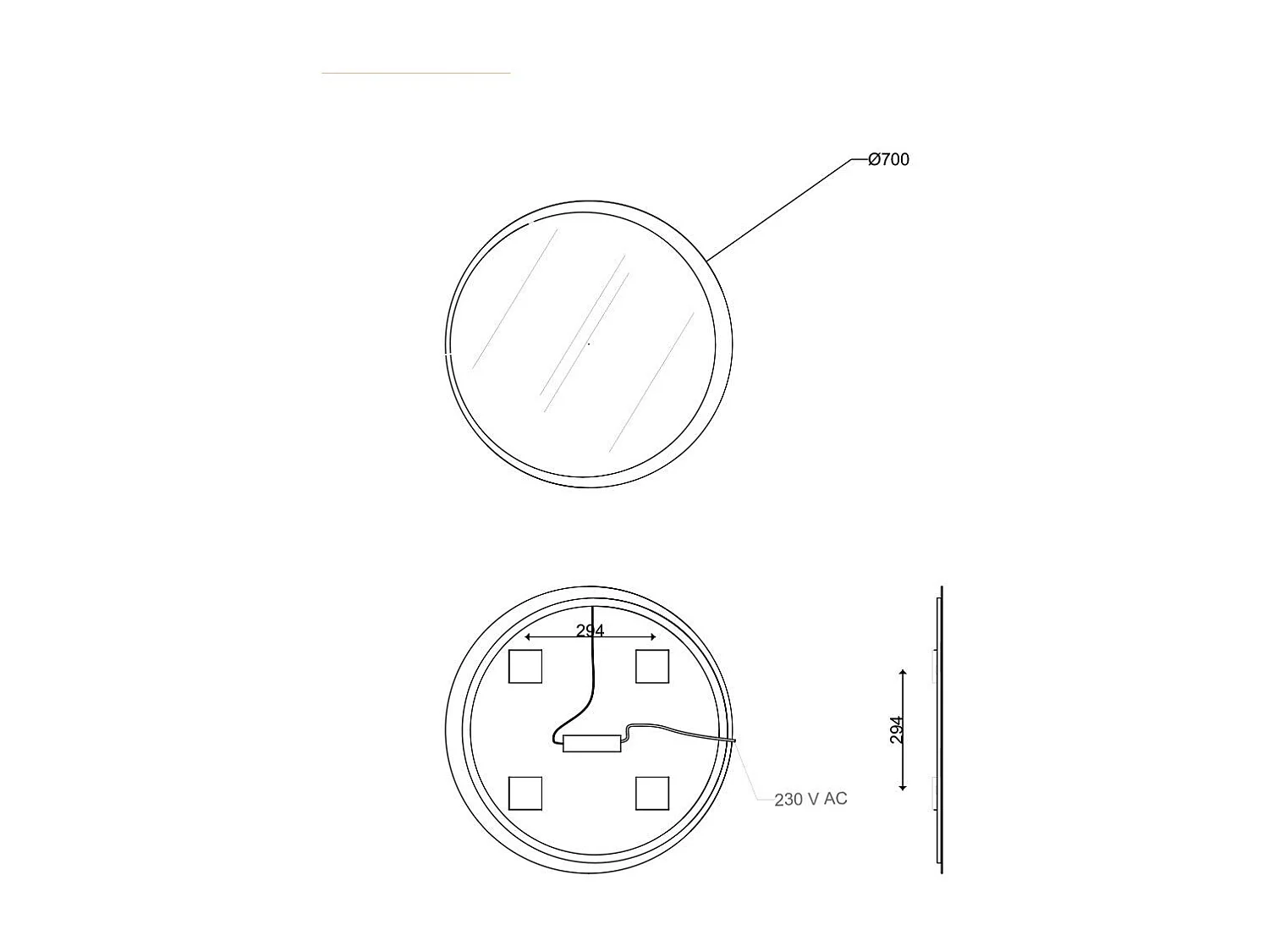 Miroir Rond Pour Salle De Bain Avec Diamètre Cm 70 Retroéclairé À Led Moderne