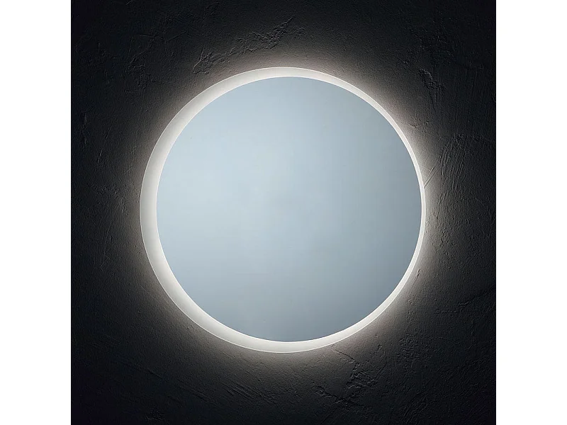 Miroir Rond Pour Salle De Bain Avec Diamètre Cm 70 Retroéclairé À Led Moderne