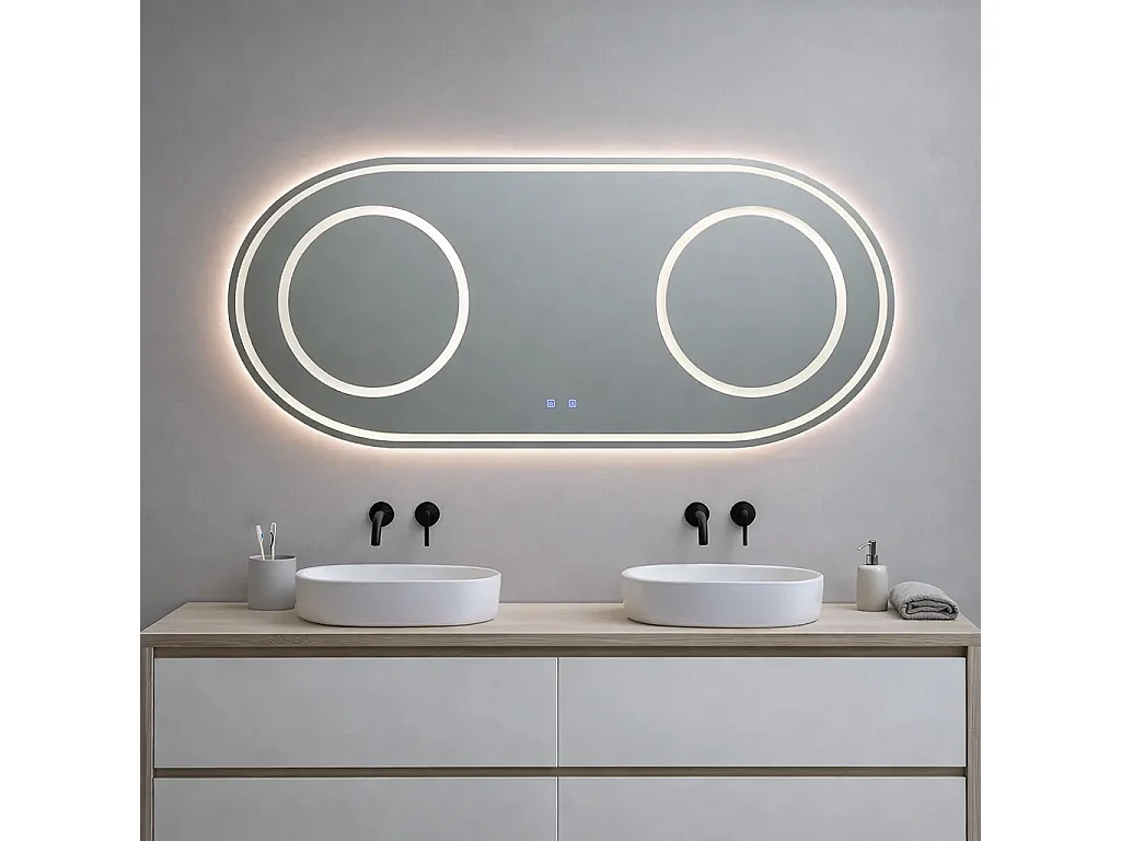 Miroir Ovale 180X80 Pour Salle De Bain Avec Éclairage Led