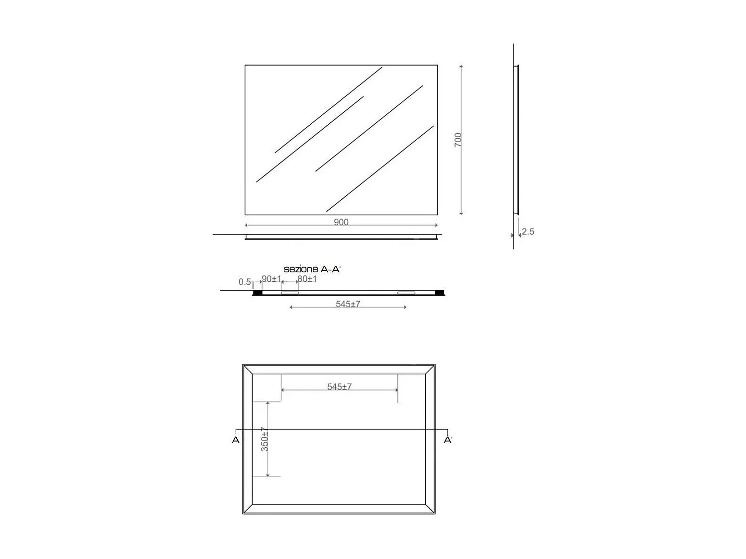 Miroir Pour Salle De Bain 90X70 Cm Réversible Avec Cadre À Support