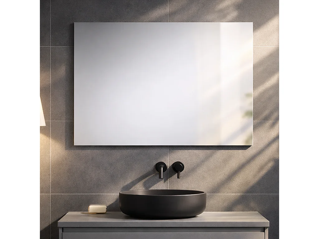 Miroir Pour Salle De Bain 90X70 Cm Réversible Avec Cadre À Support
