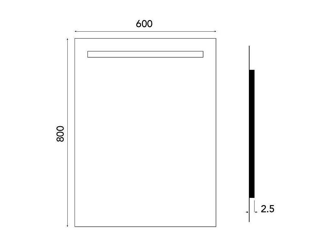 Miroir Rétroéclairé 60X80 Avec Bande Led Supérieure