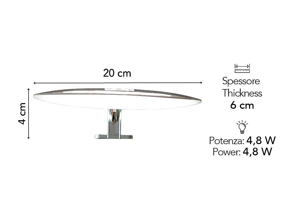 Lampe Avec Led Ovale Pour Miroir De La Salle De Bain 20Cm | Alba
