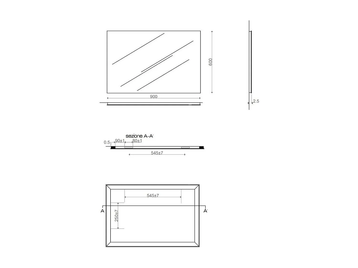Miroir Simple Sans Cadre 60X90