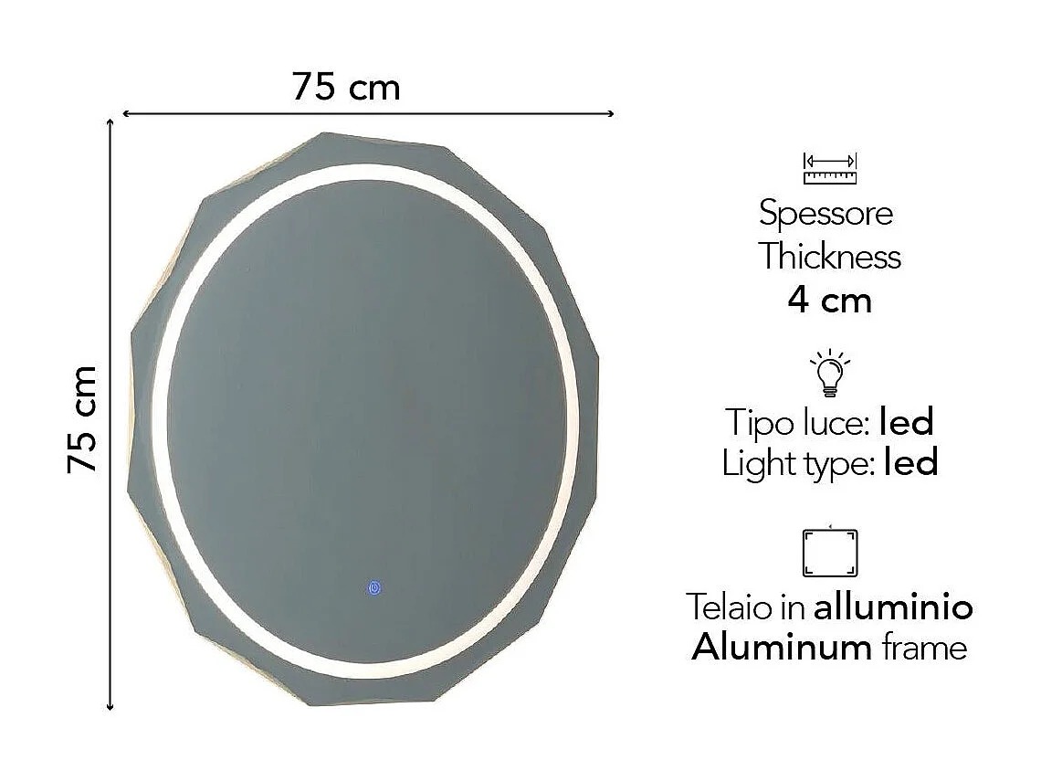Miroir À Facettes Rond 75Cm