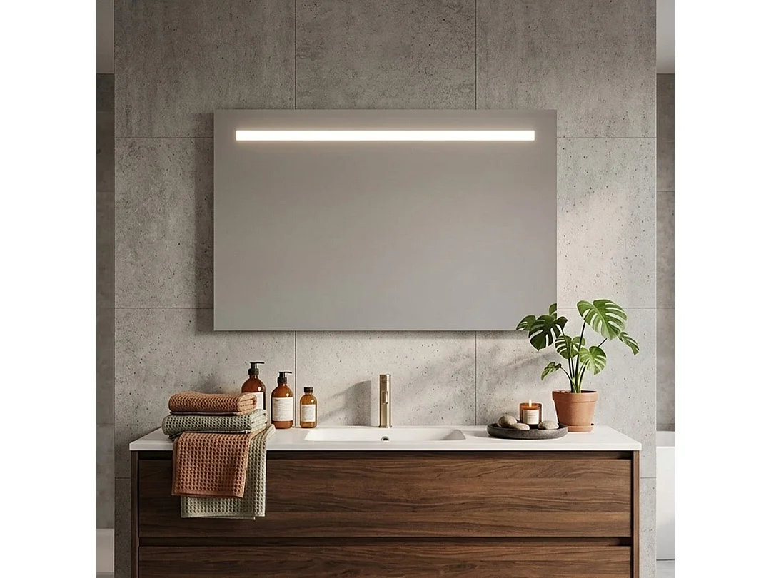 Miroir 90X60 Retro-Éclairé Avec Bande Led En Haut