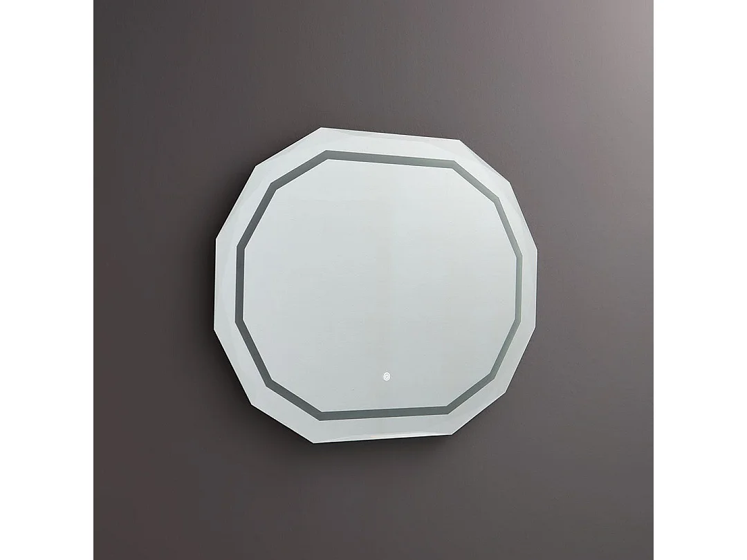 Miroir 90X70 Avec Bord Facetté Et Éclairage Led