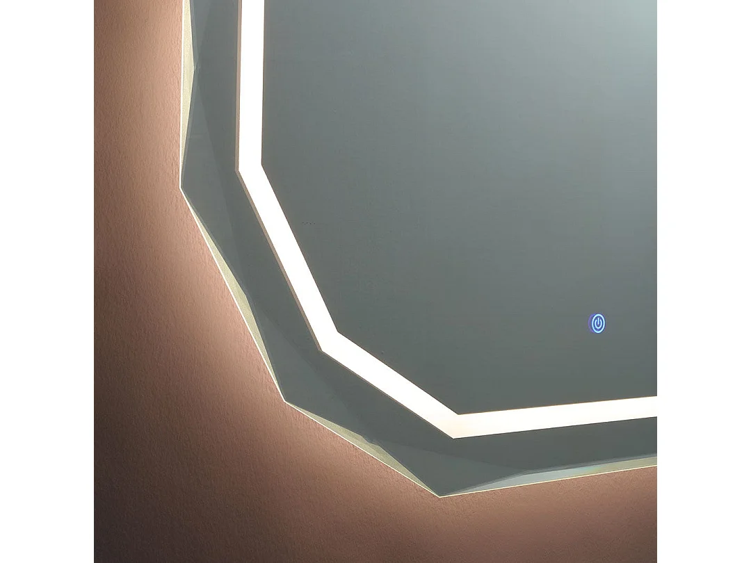 Miroir 90X70 Avec Bord Facetté Et Éclairage Led